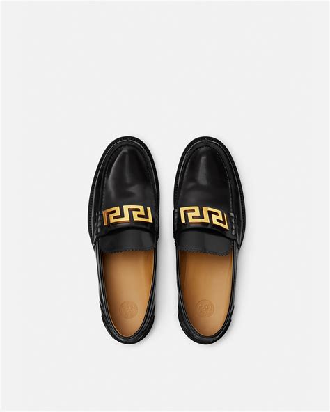 versace collection men black spazzolato|Versace greca loafers.